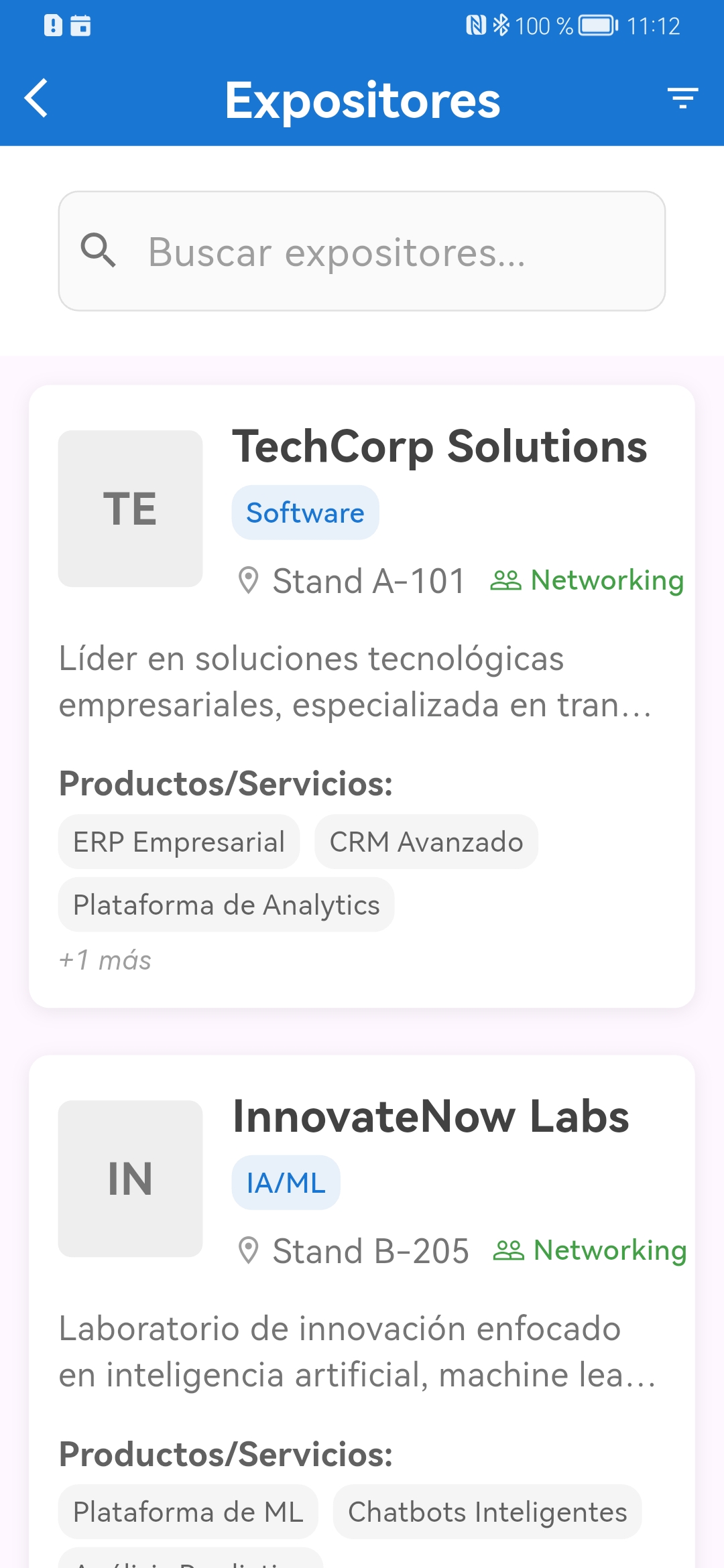 Listado de expositores