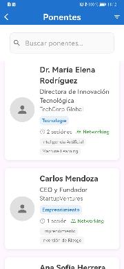 Listado de ponentes con sus datos